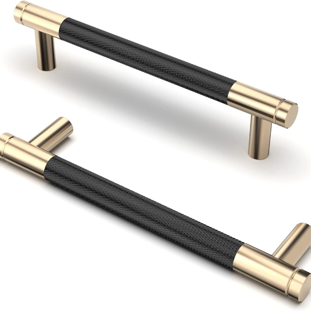 10 Pack Cabinet Handles,5"/128MM Hole Center Gold and Black Kitchen Cabinet Pull